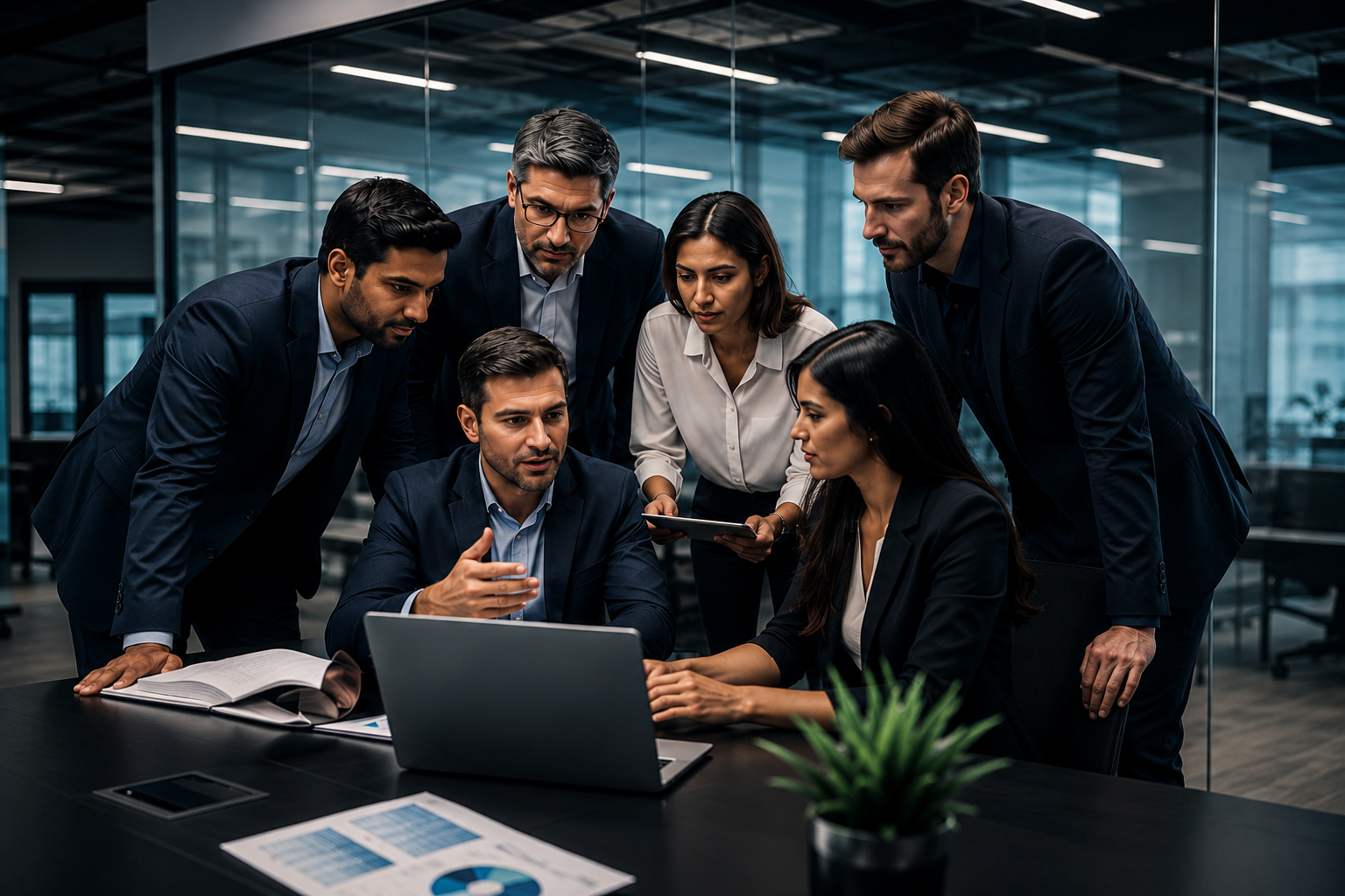 Team collaborating in a meeting